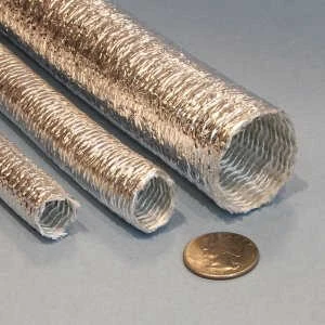 aluminized fiberglass heat reflecting sleeve convoluted
