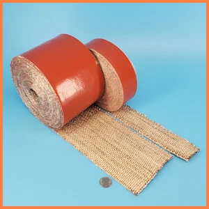 Heavy duty slit tape silicone rubber 1 side coated woven tape heat fire protection