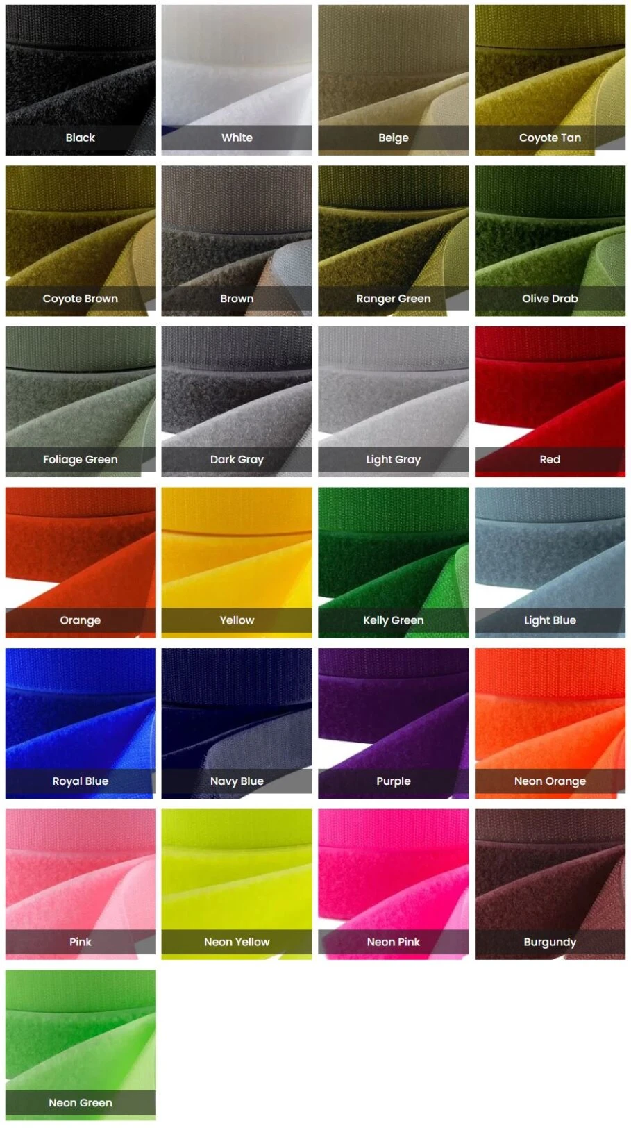 Hook and Loop Fastener Colors