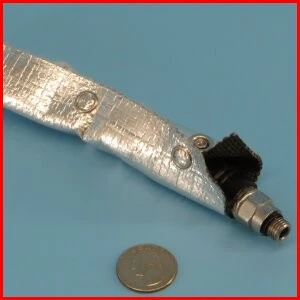 aluminum foil coated fiberglass sleeve with hook loop closure heat reflective wire cable hose protection