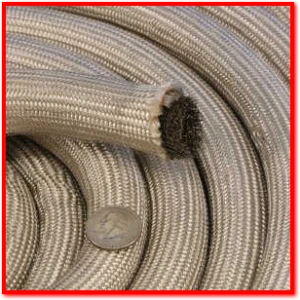 turbine engine exhaust gasket seal with stainless Mesh overbraid